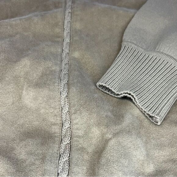 Vintage 1980s Lansons of Florida Tan Zephyr Wool and Ultra Suede Sweater. Size L - Picture 3 of 8